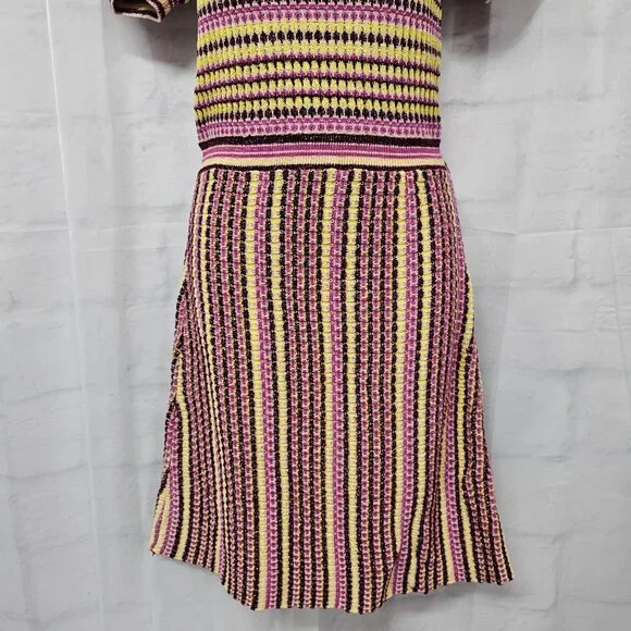 Free People Dress Knit Purple Stripes Twee Retro Mod Bodycon S - Picture 3 of 9